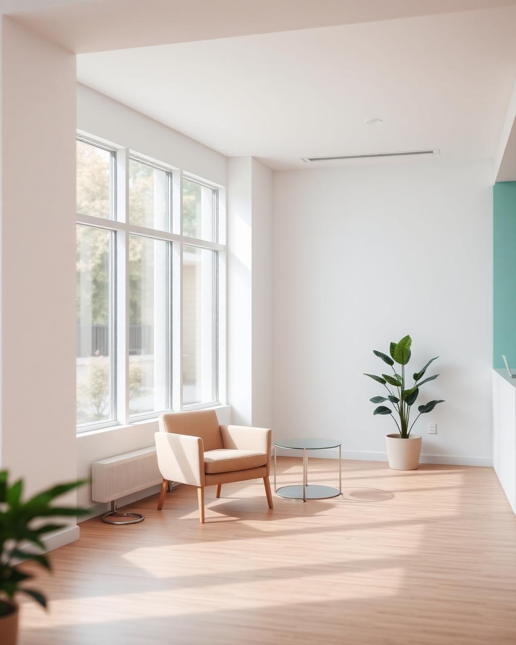 Recepção acolhedora de unidade COPE com luz natural